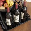 Black 2-Tier Bar Cart, Slide Bar Serving Cart, Retro Style Wine Cart for Kitchen, Beverage Cart with Wine Rack and Glass Holder, Rolling Drink Trolley