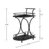 Black 2-Tier Bar Cart, Slide Bar Serving Cart, Retro Style Wine Cart for Kitchen, Beverage Cart with Wine Rack and Glass Holder, Rolling Drink Trolley