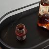 Black 2-Tier Bar Cart, Slide Bar Serving Cart, Retro Style Wine Cart for Kitchen, Beverage Cart with Wine Rack and Glass Holder, Rolling Drink Trolley