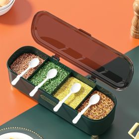 1pc; Four-grids Seasoning Box; Household Light Seasoning Jar; Seasoning Jar; Flavors Jar; Seasoning Container; Spice Storage Box For Kitchen (Color: green)