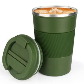 1pc; Stainless Steel Vacuum Insulated Tumbler; Coffee Travel Mug Spill Proof With Lid; Thermos Cup For Keep Hot/Ice Coffee; Tea And Beer (Color: green, Capacity: 13oz)