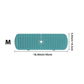 1pc Silicone Sink Faucet Mat Splash Guard; Kitchen Sink Draining Pad Behind Faucet Dish Drying Mat For Countertop; Bathroom; Farmhouse (Color: green, size: M)