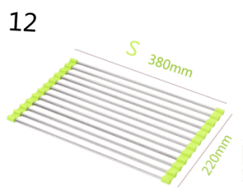 Folding Kitchen Drain Sink Rack Stainless Steel (Model: 12 S, Color: green)